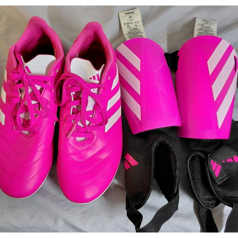 Adidas Pink Soccer Cleats US Sz 6 And Shin Guards Size L Soccer Gear Set